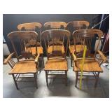 6 Vintage Amish Style Winner Only Oak Chairs