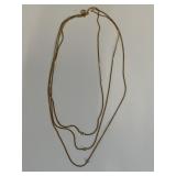 14K Gold 3 Strand Necklace W. Diamonds 5 Grams