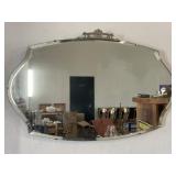 Antique Art Deco Etched Beveled Glass MIrror