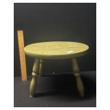 Vintage Primitive Green Wood Stool