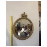 Antique Gold Wood Frame Round Mirror