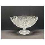 Large Cut Glass Etched Oval Bowl