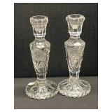 Heavy Cut Crystal Etched Rose Candlestick