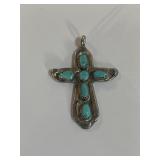 Indian Pawn Signed Sterling Turquoise Cross