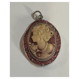 Ladies Vintage Cameo Pendant W/ Rhinestones