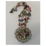 Old Multi Color Stone Turquoise Cross Neacklace