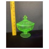 Hazel Atlas Uranium Vaseline Glass Covered Candy