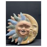 Terracotta Mexican Folk Art Hanging Moon Sun