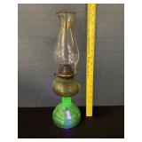 Antique Vaseline Glass Beehive Oil Lamp