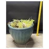 Large Turquoise Glazed Pottery Planter
