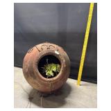 Large Terra Cotta Pot W. Metal Frame