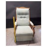 Vintage Formal Oak & Cloth Recliner Rocker