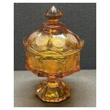 Vintage Fostoria Coin Amber Wedding Bowl W/ Lid