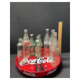 Lot of Old Coke Bottles and Tray