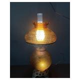 Vintage Large Amber Hobnail Gone W/ The Wind Lamp