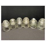 6 Antique Clear Glass Electrical Line Insulators