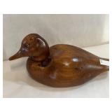 Vintage Hand Carved Red Head Drake Duck
