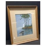 Vintage Framed Water Color Row Boat