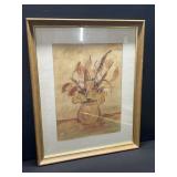 Vintage Framed Chalk Flowers
