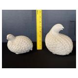 Pair of Vintage White Porcelain Quail Figurines