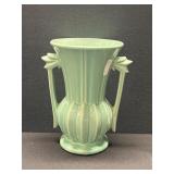 Vintage McCoy Double Handle Aqua Vase