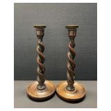 Tall Antique Barley Twist Candlesticks