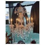 Large Vintage Diamond Cut Crystal Prism Chandelier