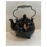 Black Redware Rooster Teapot Kettle