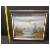 Oil On Canvas Signed Mallard Ducks