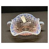 Signed Fenton Ruffled Hobnail Candy Dish