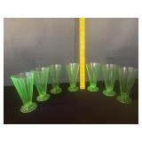 7 Hazel Atlas Uranium Vaseline Soda Glasses