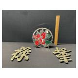 3 Hot Plates Mikasa & Brass W. Hangers