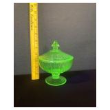 Hazel Atlas Uranium Vaseline Glass Covered Candy