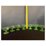 7 Hazel Atlas Uranium Vaseline Glass Sherberts