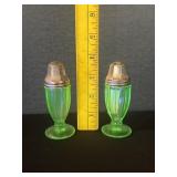 Hazel Atlas Uranium Vaseling Glass Salt & Pepper