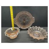 3 Large 1930s Pink Depressions Dishes