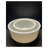 2 Vintage White Mixing Bowls 1950