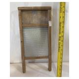 Antique Advertising Glass & Wood Washboard