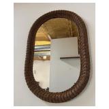 Large Wicker Oval Mirror