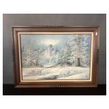 Large Signed Oil on Canvas Winter