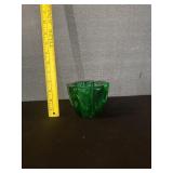 Heavy Emerald Green Glass Candle Holder