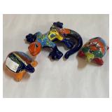 3 Hand Painted Terra Cotta Figurines