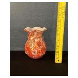 Hand Blown Orange Art Glass Vase