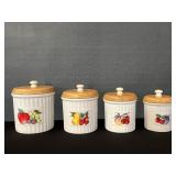 Vintage Ceramic Canister Set W/ Lids S&P