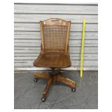 Vintage Oak & Cane Back Desk Chair