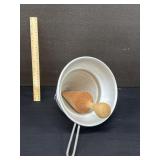 Vintage Aluminum Cone Strainer Wood Pestle