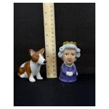 Queen Elizabeth II & Corgi Dog Salt & Pepper