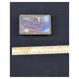 Vintage Brass Glass Angel Trinket Box