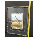 Vintage Framed Giraffe Print