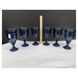 6 Noritake Swirl Dark Blue Glasses